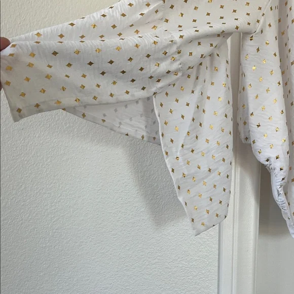 ASHLEY STEWART 2pc crop top & Bell bottom pants w/ gold foil diamond shape - Picture 8 of 11